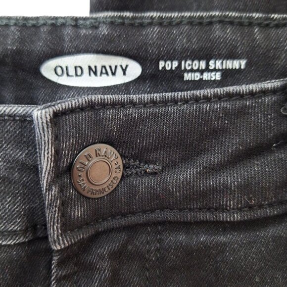 Old Navy Pop Icon Skinny Mid Rise Jeans Black Wash Size 4 - Picture 4 of 5